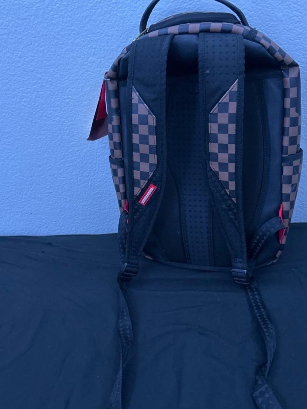 Sprayground Brown Checkered Shark Mouth Mini Backpack